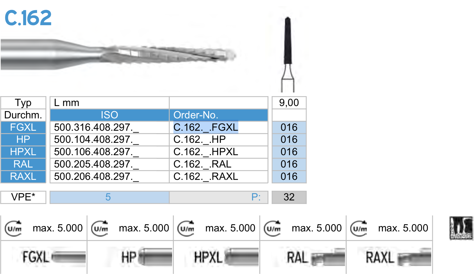 C.162.016.FGXL x 10 Boren-0