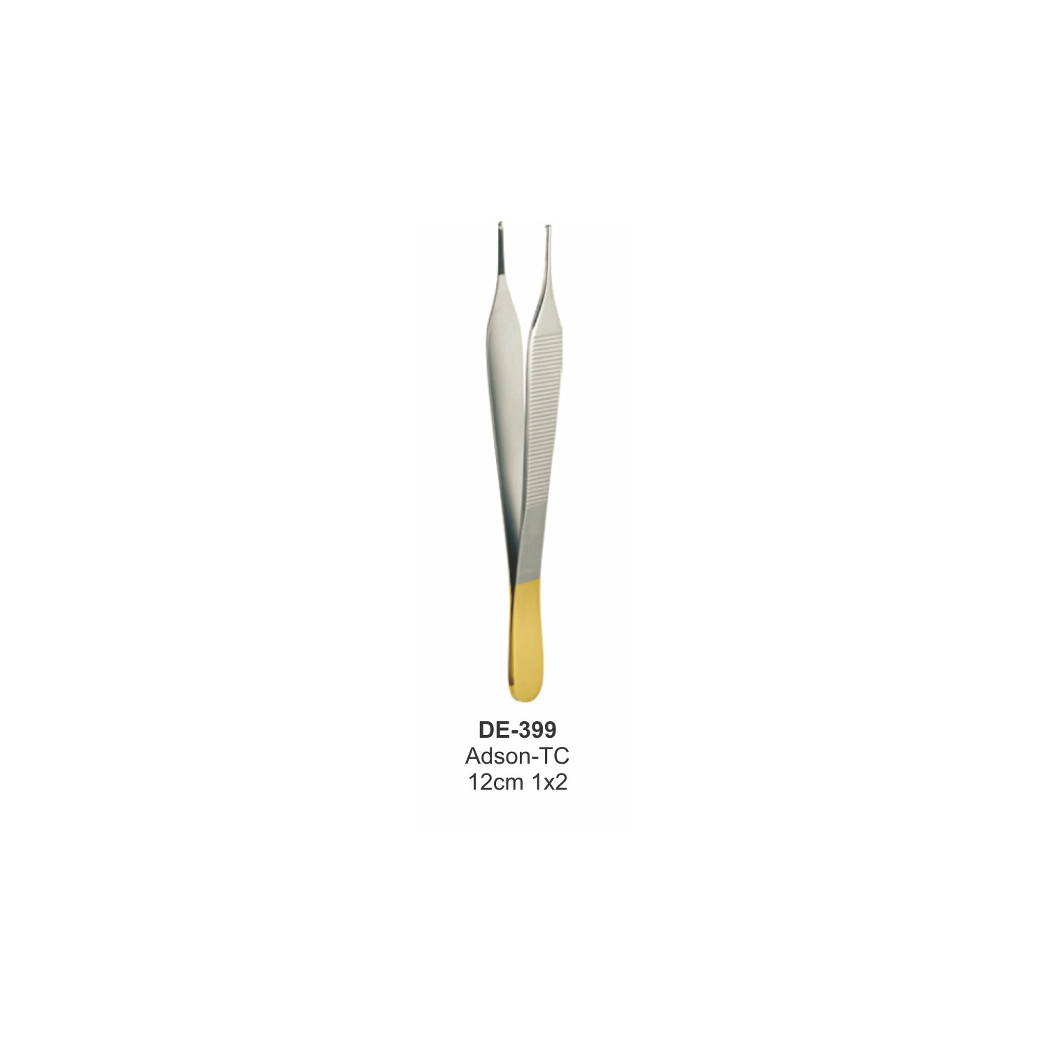 Adson-pincet 1x2, 12 cm, hardmetalen inzetstukken (TC)