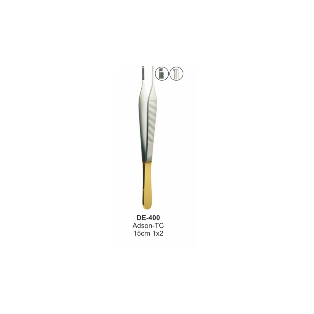 Adson-pincet 1x2, 15 cm, hardmetalen inzetstukken (TC)