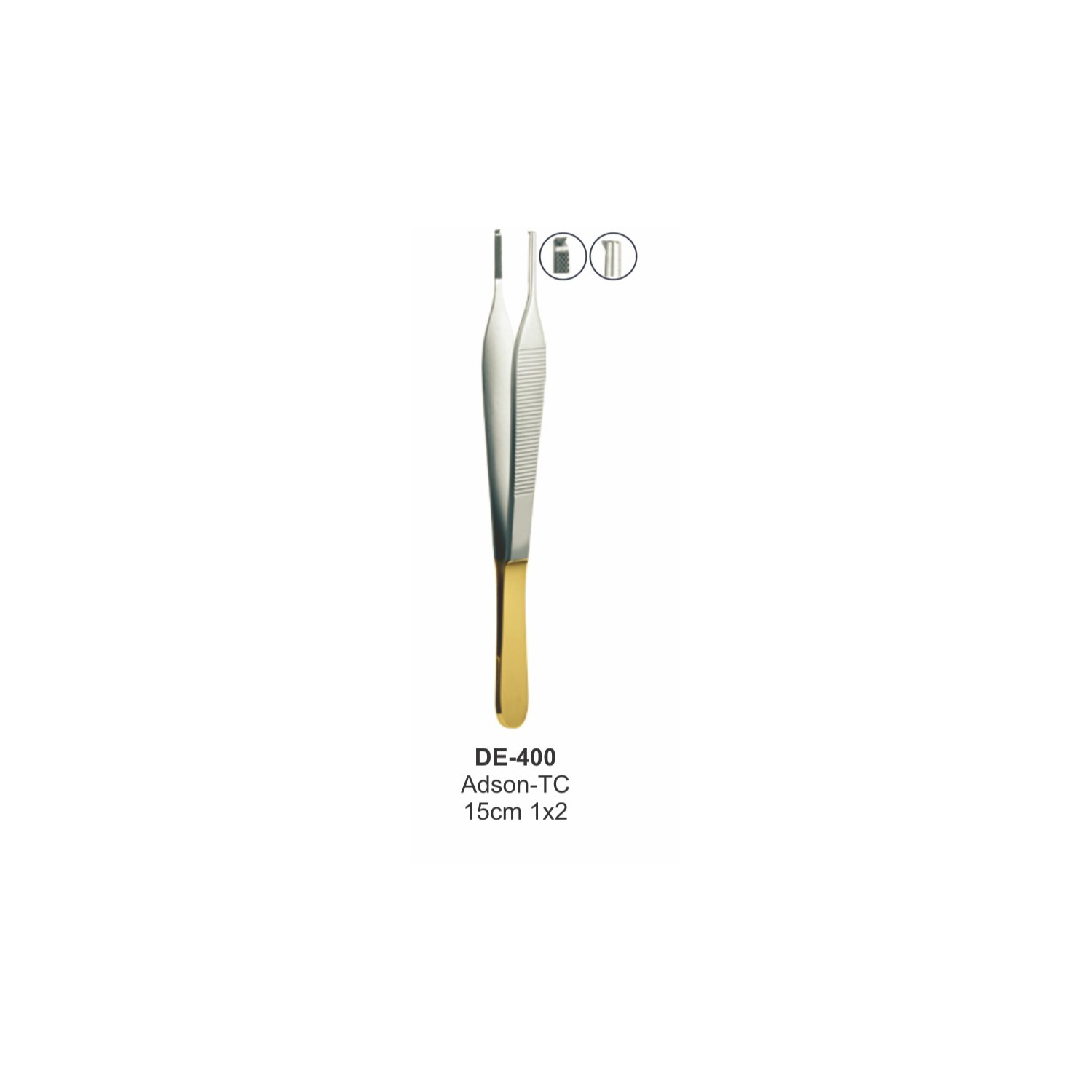 Adson-pincet 1x2, 15 cm, hardmetalen inzetstukken (TC)