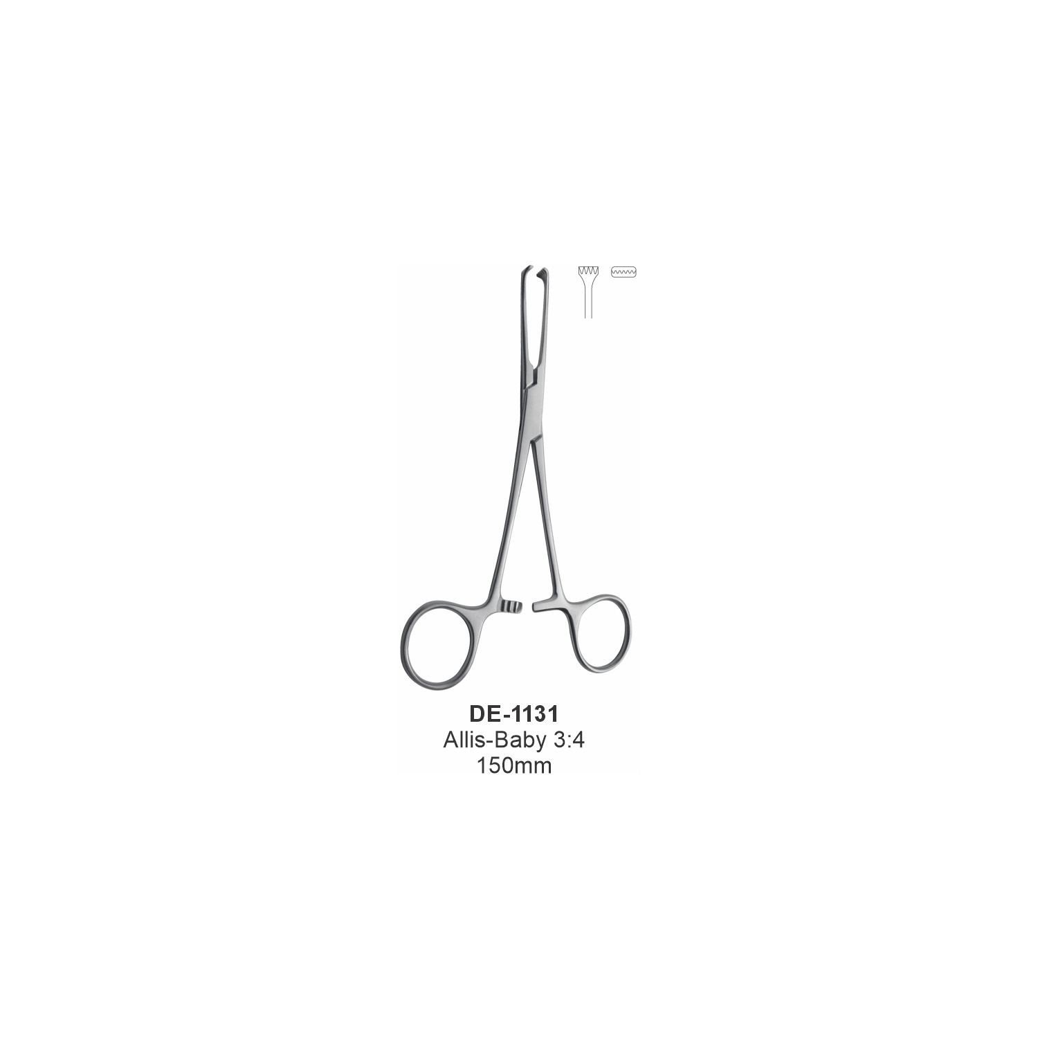 Allis-klem baby, 3x4 tanden, 150 mm