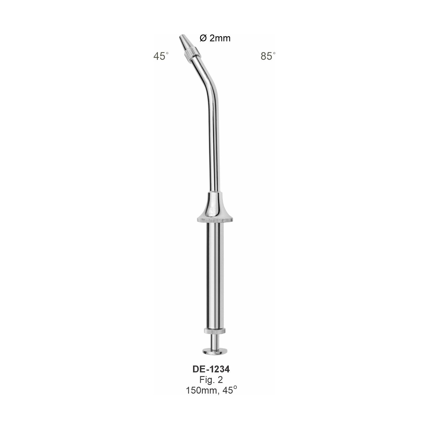Amalgaampistool fig. 2, 45° gehoekt, 150 mm
