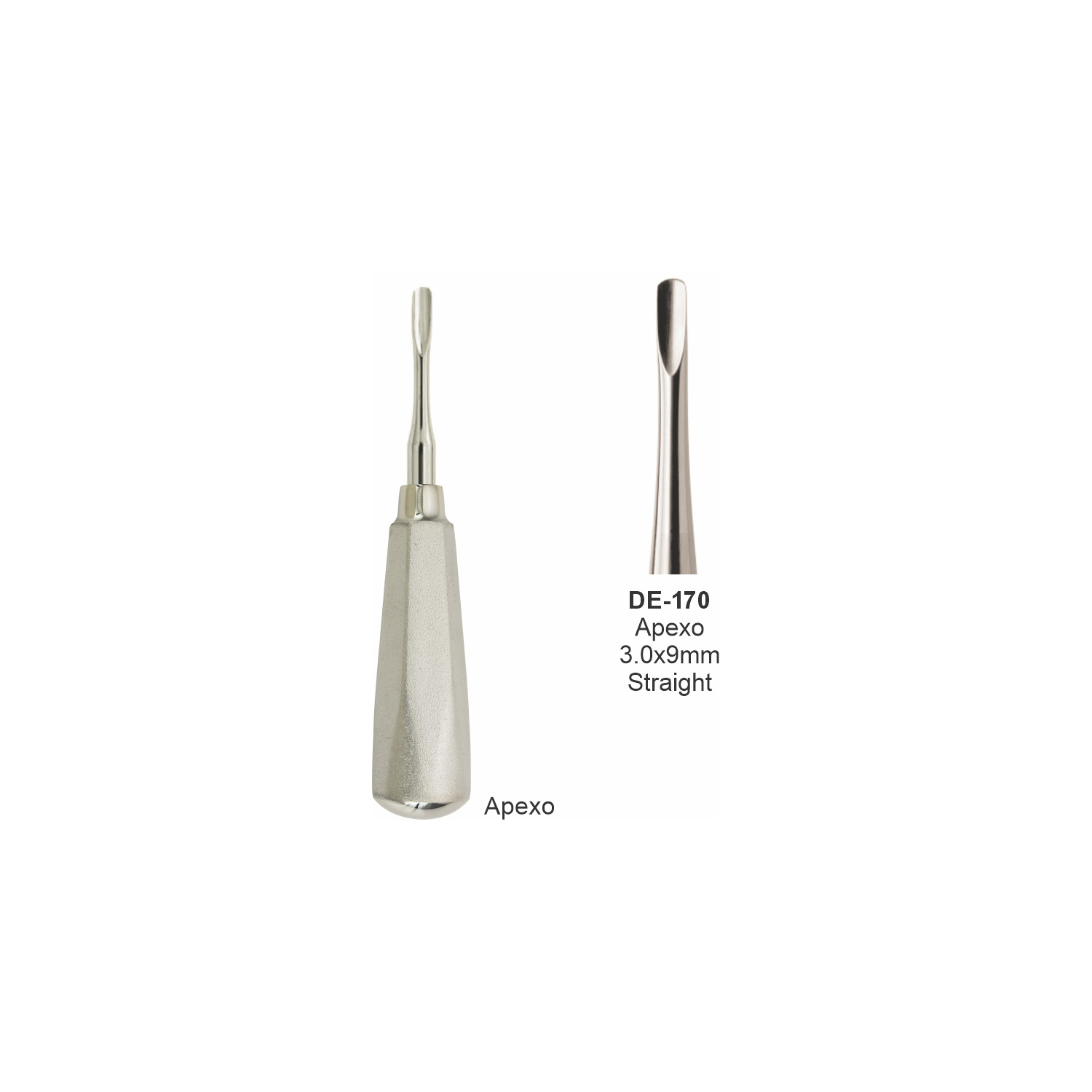 Apexo-wortelheffer 3 x 9 mm, recht, breed handvat