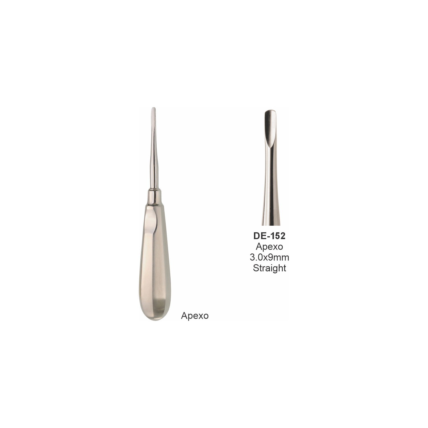Apexo-wortelheffer 3 x 9 mm, recht, slank handvat