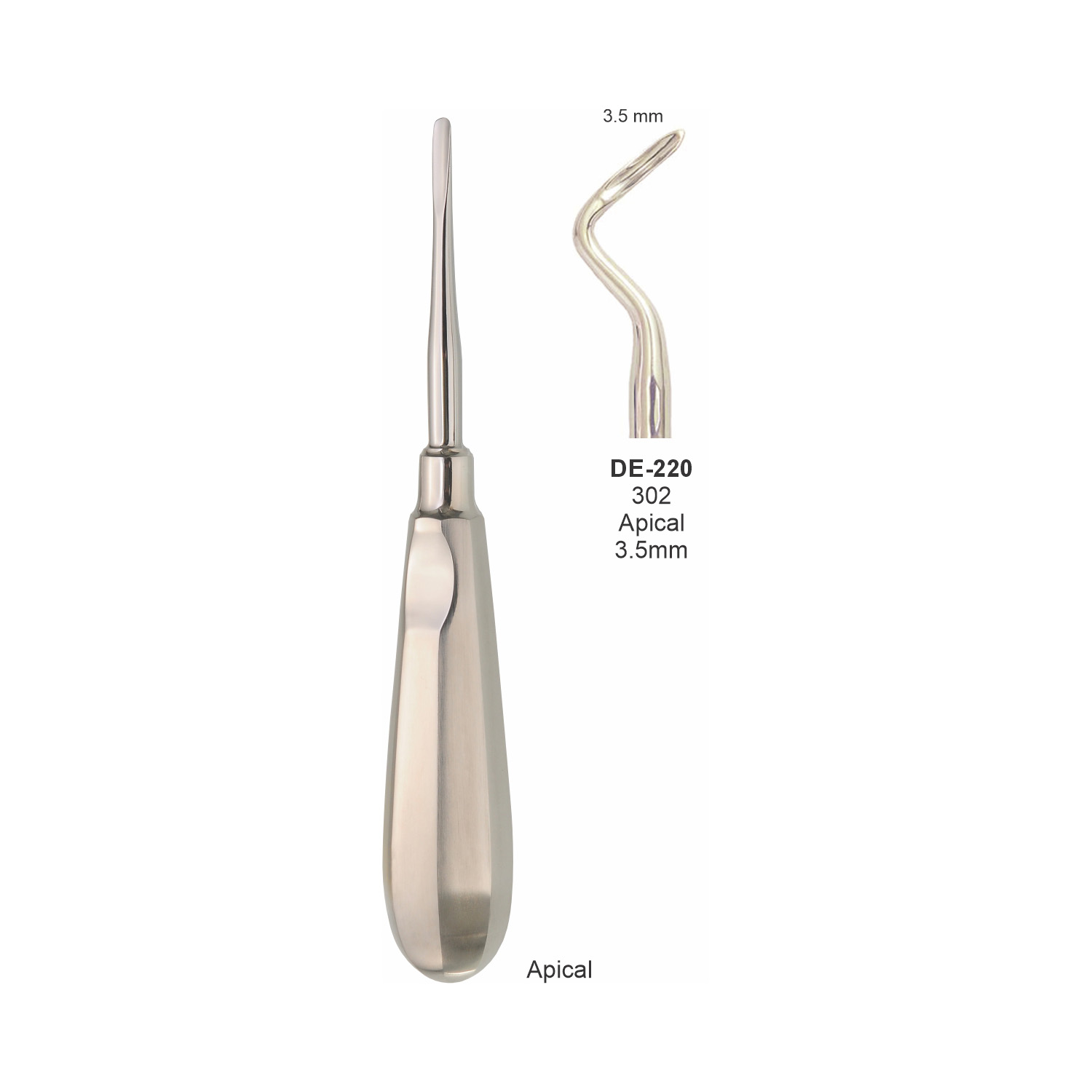 Apicale wortelheffer 302 links, 3,5 mm