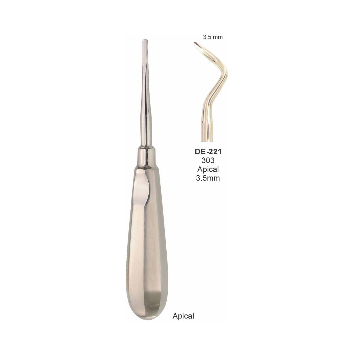 Apicale wortelheffer 303 rechts, 3,5 mm