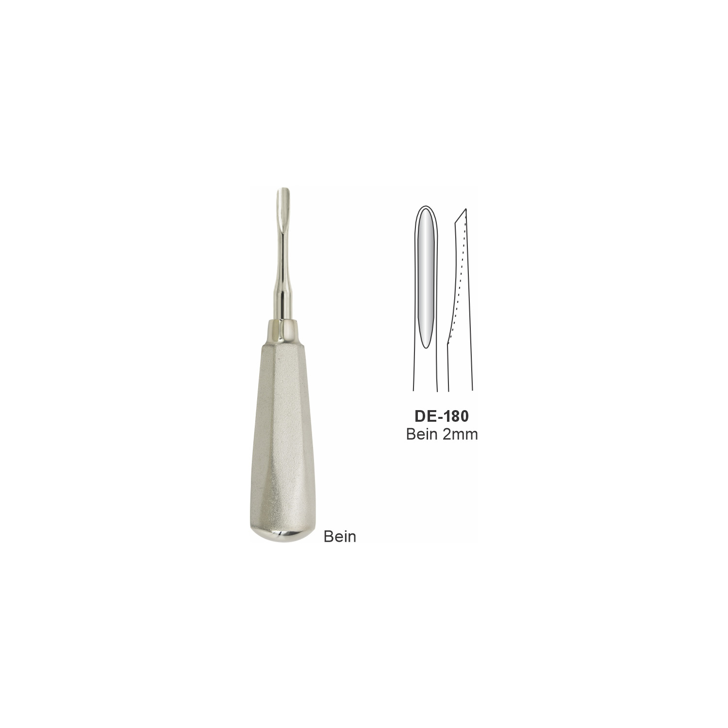 Bein-wortelheffer 2 mm, breed handvat