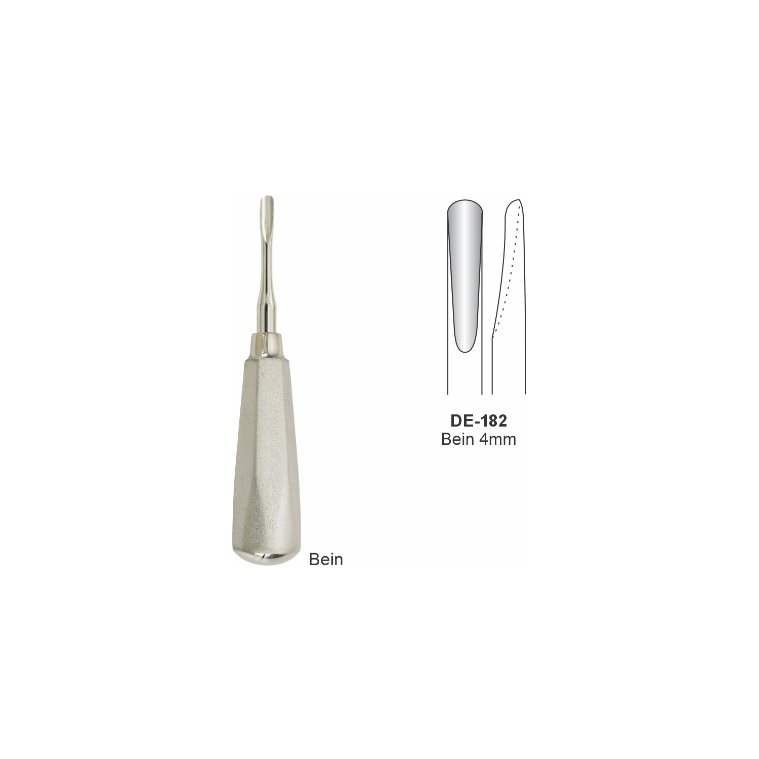 Bein-wortelheffer 4 mm, breed handvat