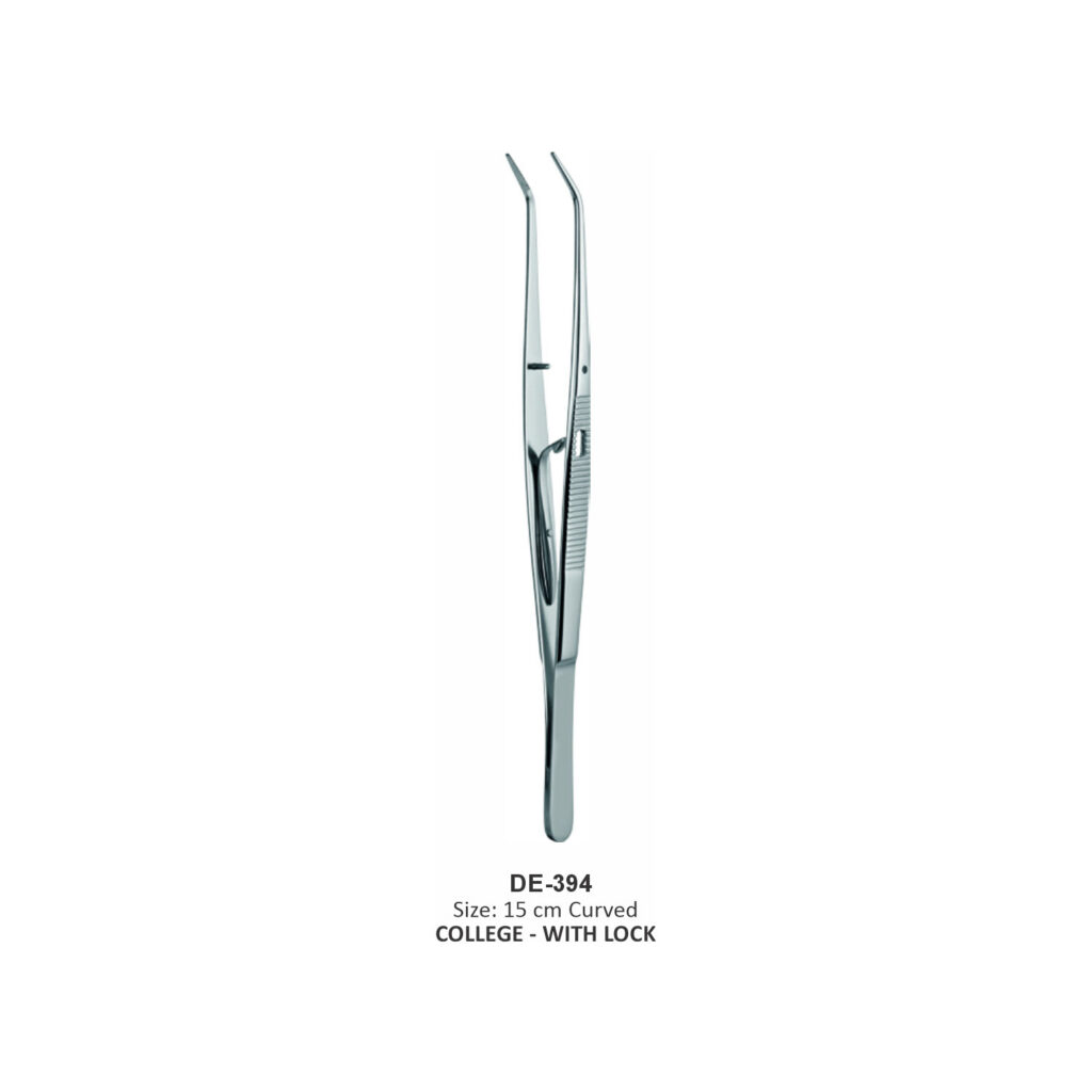 College-pincet met slot, 15 cm, gebogen