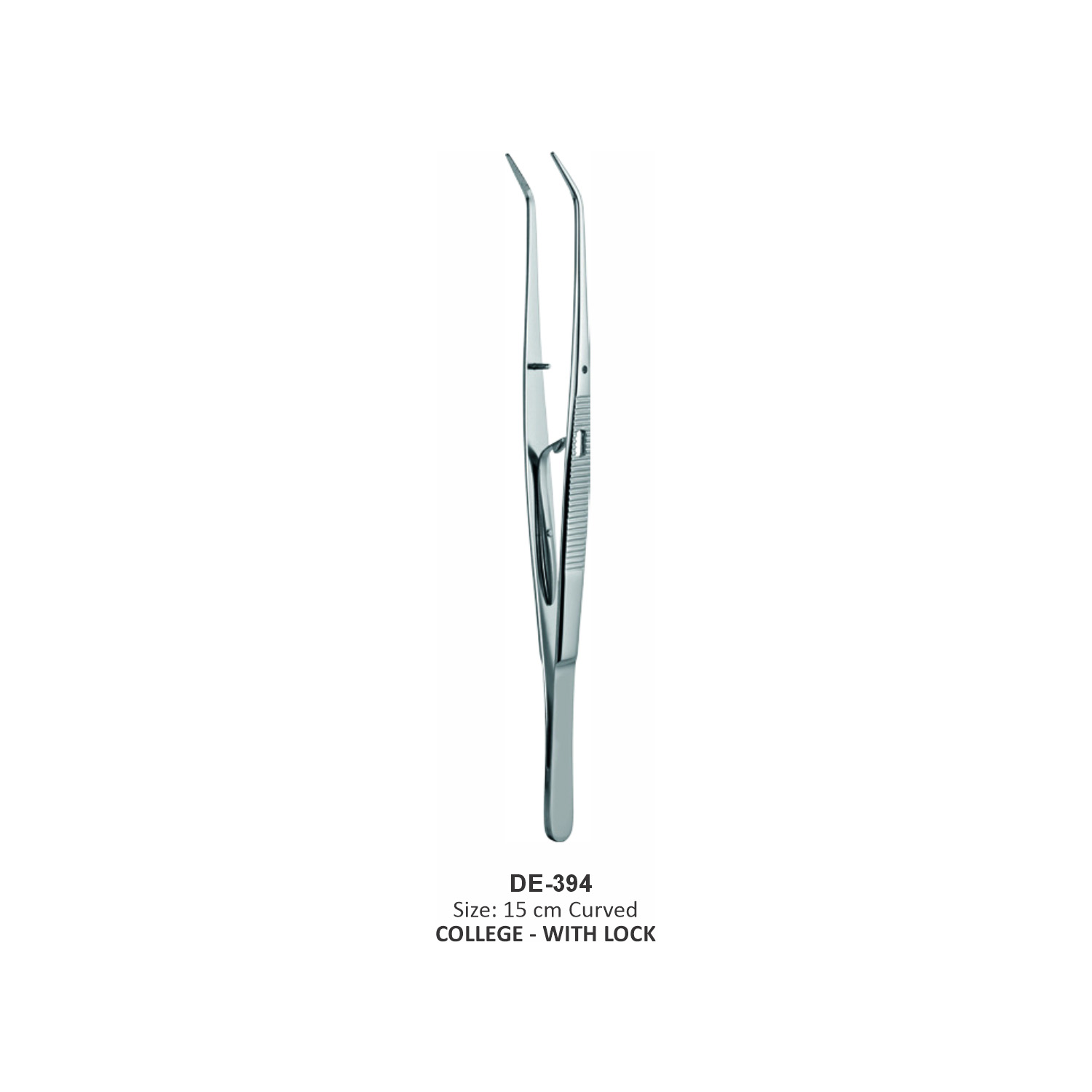 College-pincet met slot, 15 cm, gebogen