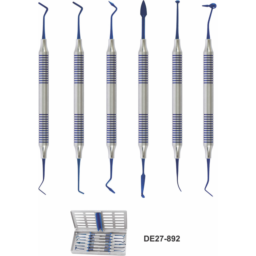 Composietinstrumenten titaanblauw, set van 6 stuks met cassette