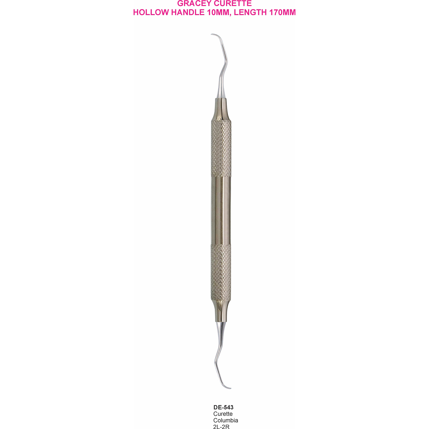 Curette Columbia 2L-2R, hol handvat 10 mm, 170 mm