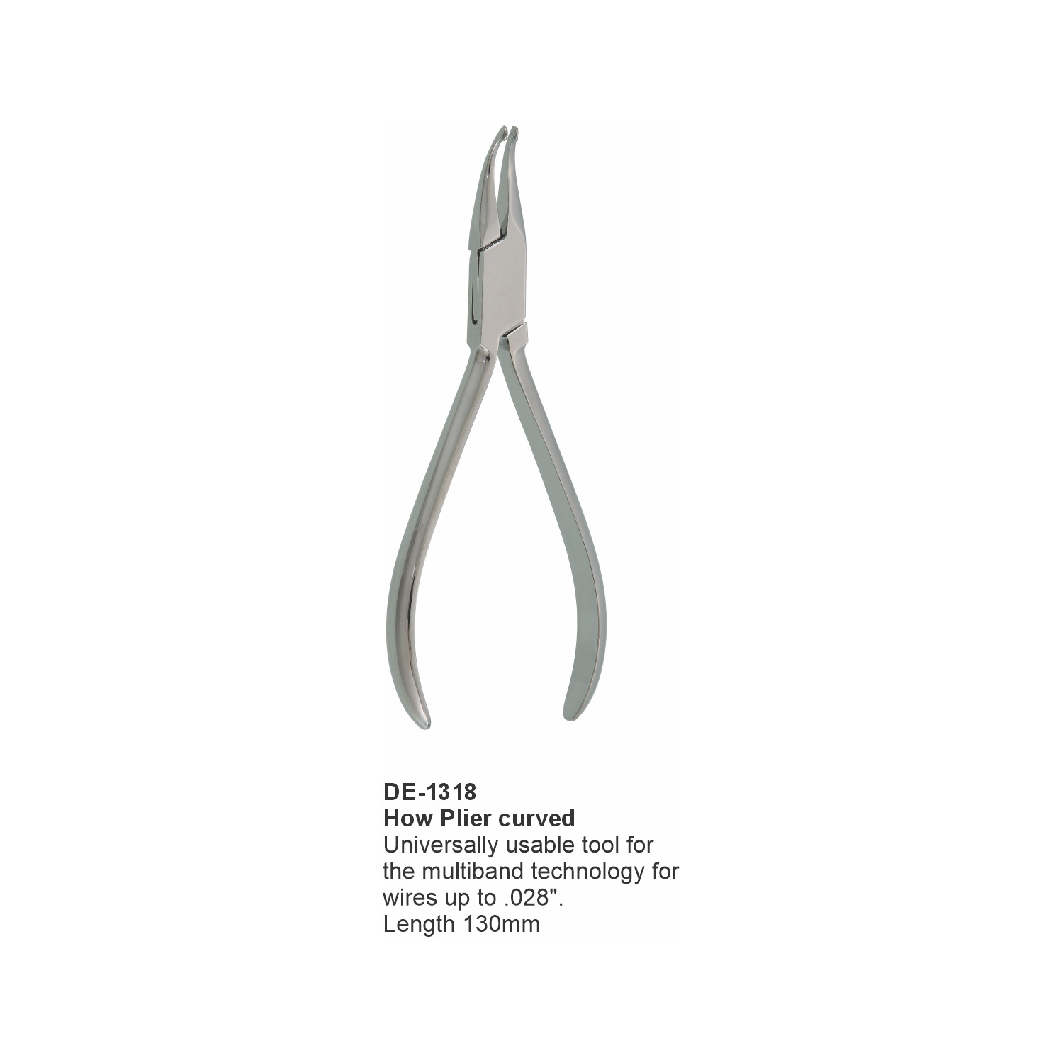 Draadbuigtang, gebogen, voor draad tot 0,028 inch, lengte 130 mm