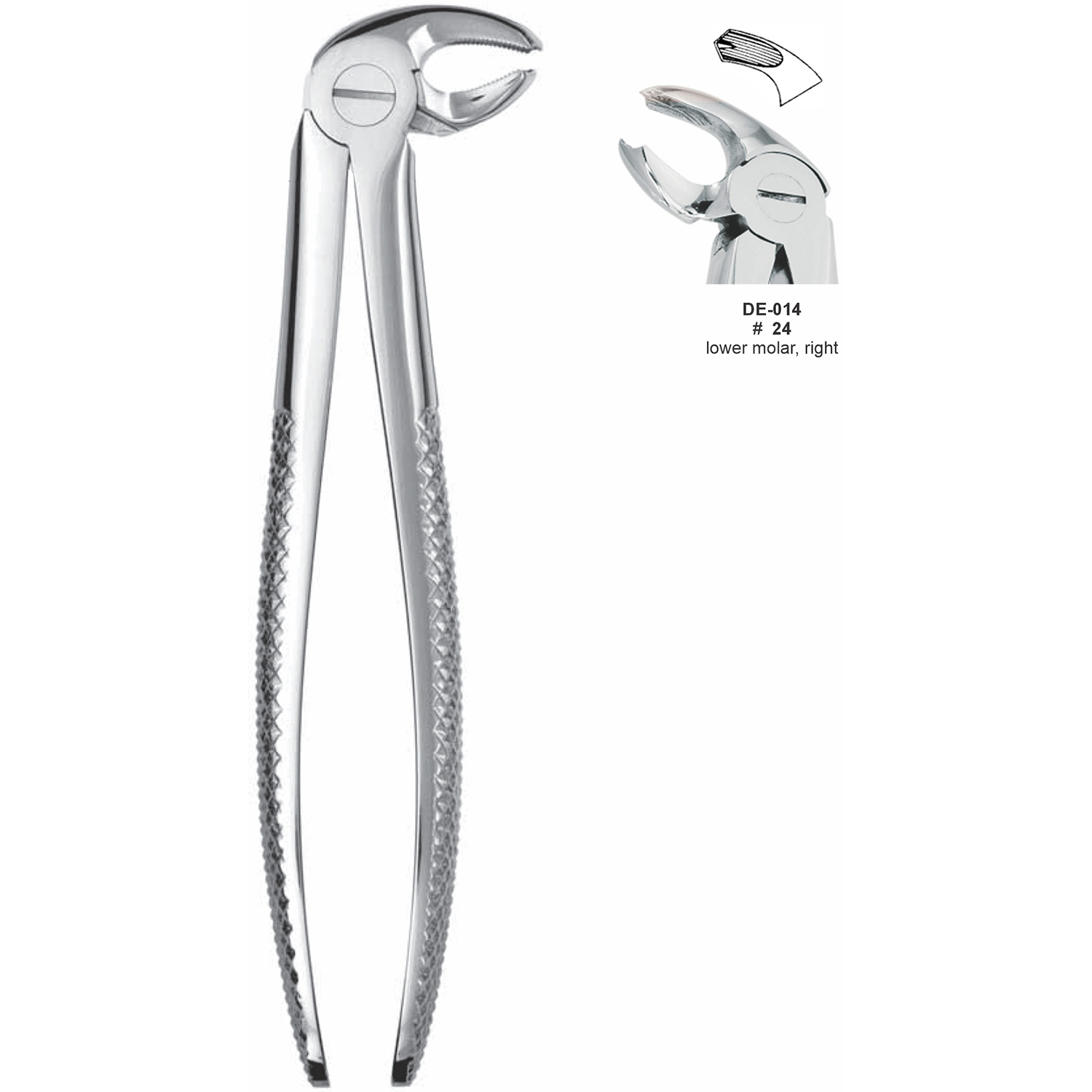 Extractietang molaren onder, rechts, fig. 24