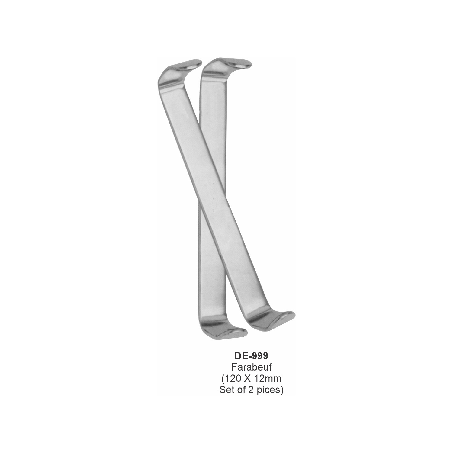 Farabeuf-wondhaak 120x12 mm, set van 2 stuks
