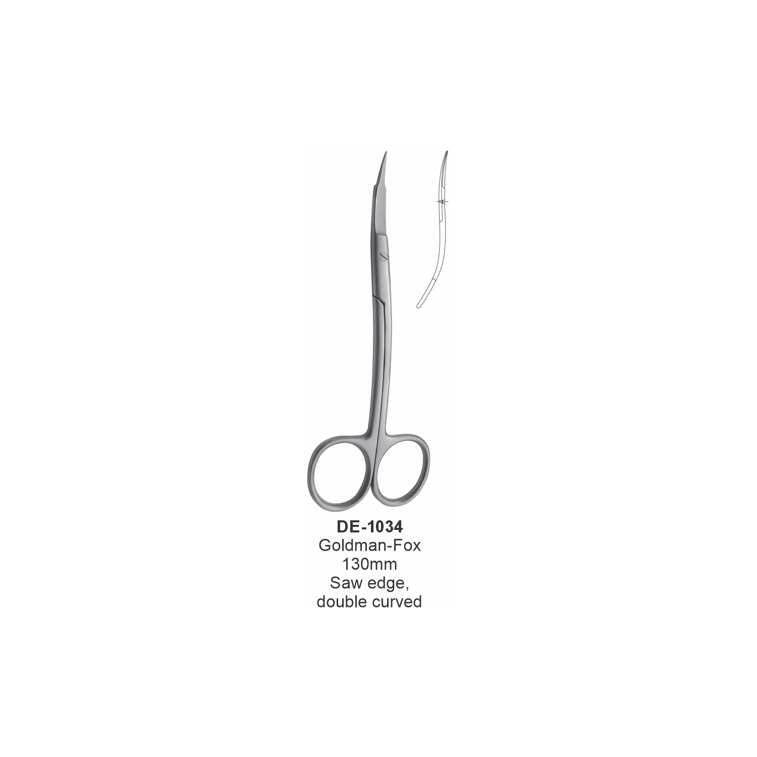 Goldman-Fox-schaar 130 mm, dubbel gebogen