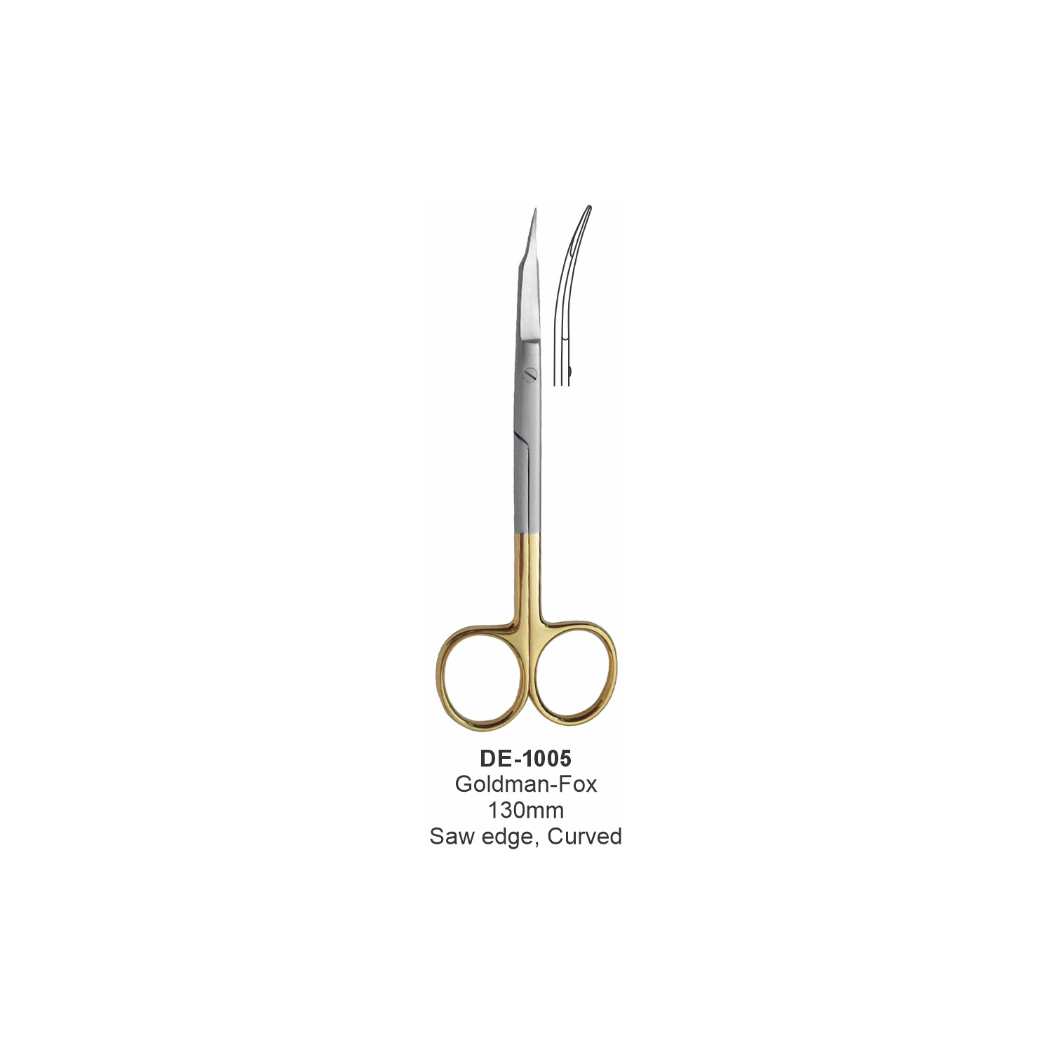 Goldman-Fox-schaar 130 mm, gebogen, hardmetalen inzetstukken (TC)