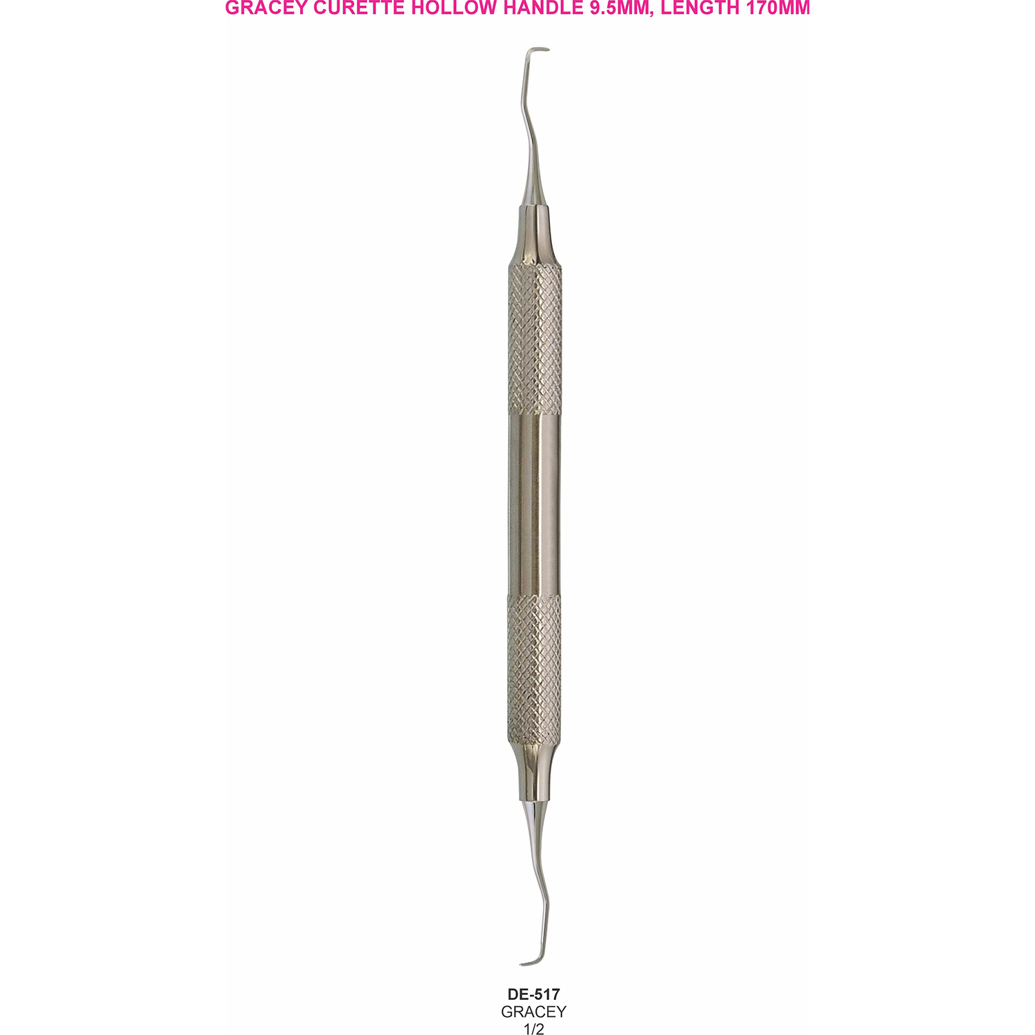 Gracey-curette 1/2, hol handvat 9,5 mm, 170 mm