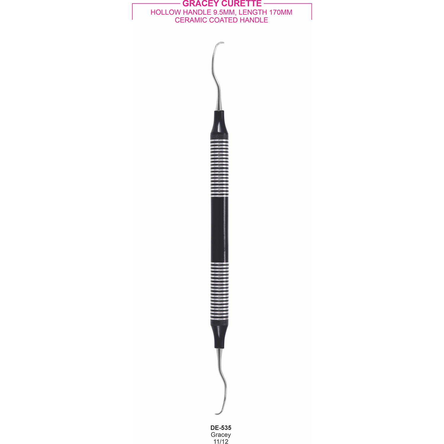 Gracey-curette 11/12, gekleurd hol handvat 9,5 mm, 170 mm