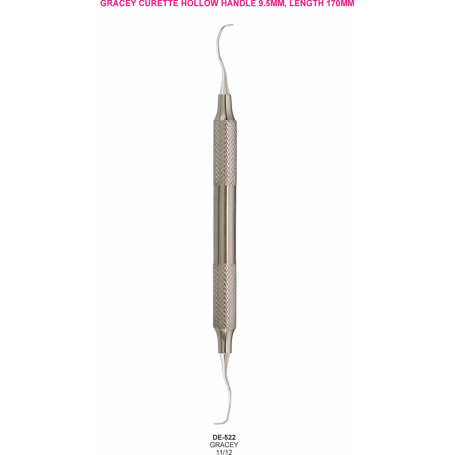Gracey-curette 11/12, hol handvat 9,5 mm, 170 mm