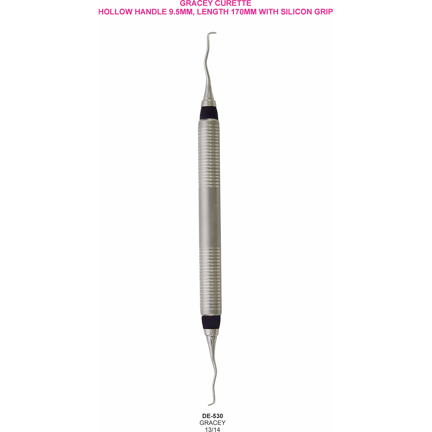 Gracey-curette 13/14, hol handvat 9,5 mm met siliconen grip, 170 mm