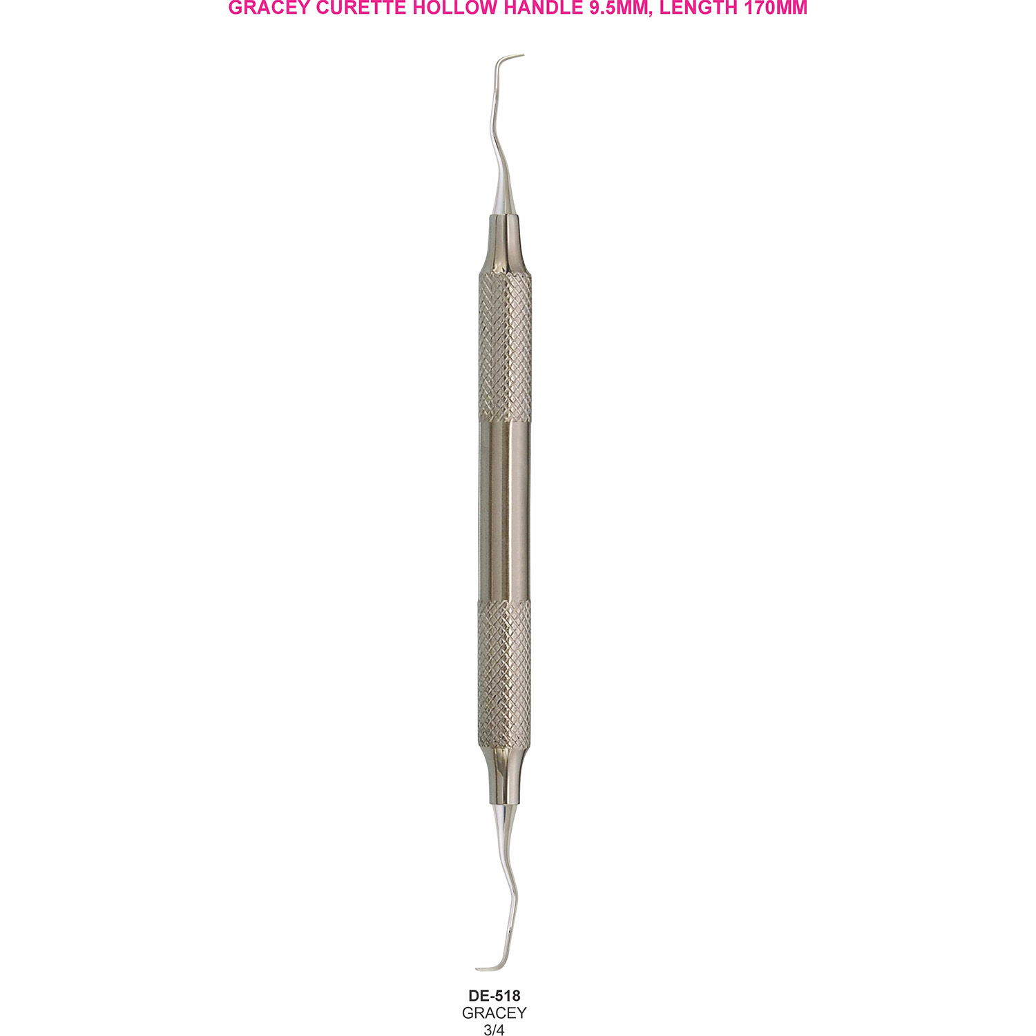 Gracey-curette 3/4, hol handvat 9,5 mm, 170 mm