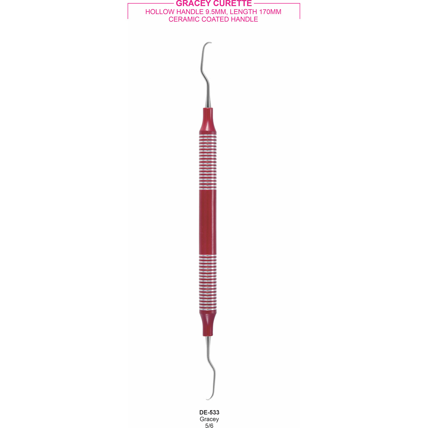 Gracey-curette 5/6, gekleurd hol handvat 9,5 mm, 170 mm