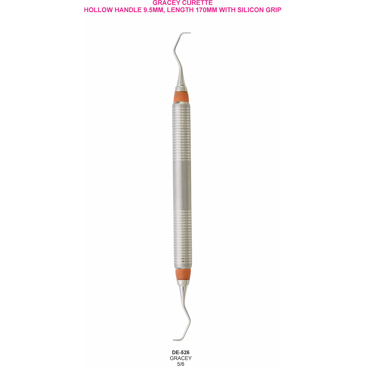 Gracey-curette 5/6, hol handvat 9,5 mm met siliconen grip, 170 mm