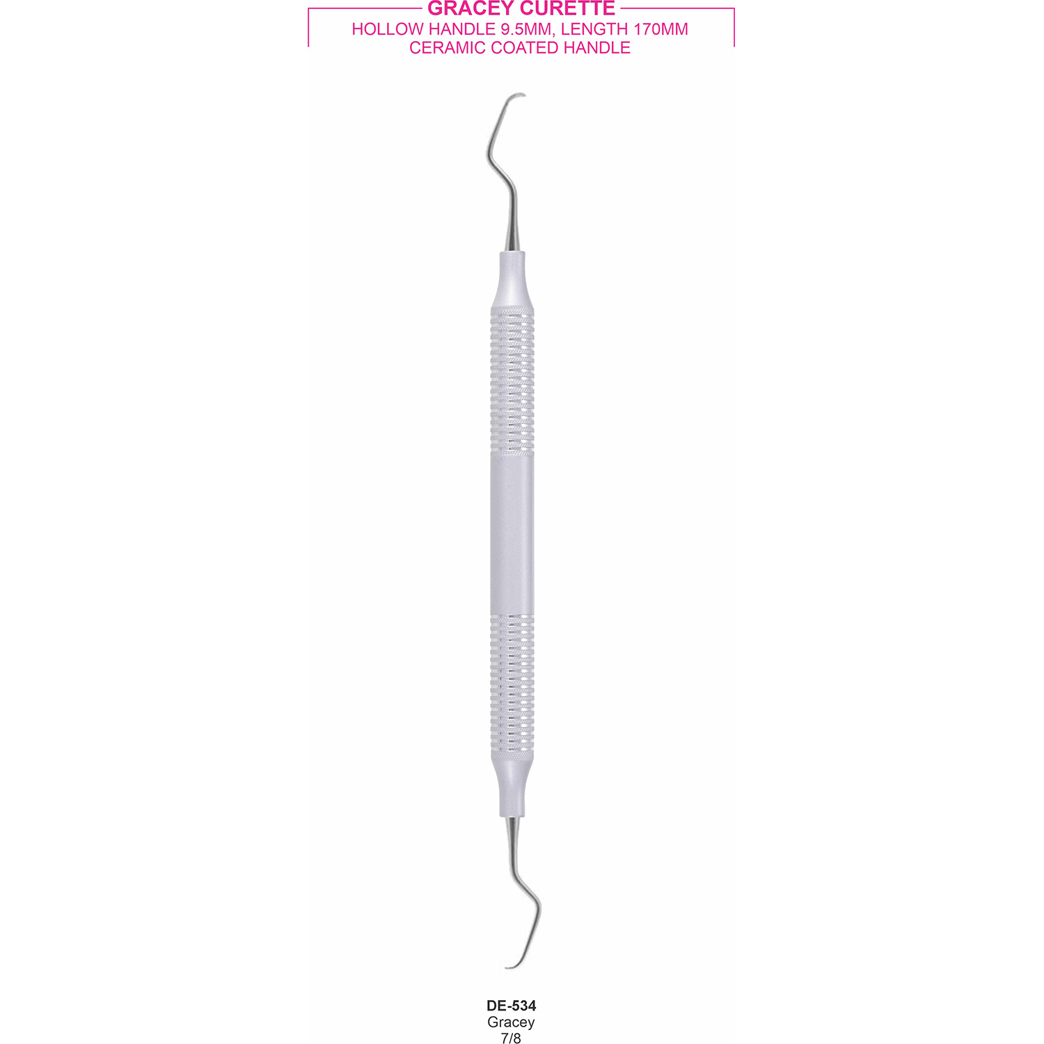 Gracey-curette 7/8, gekleurd hol handvat 9,5 mm, 170 mm