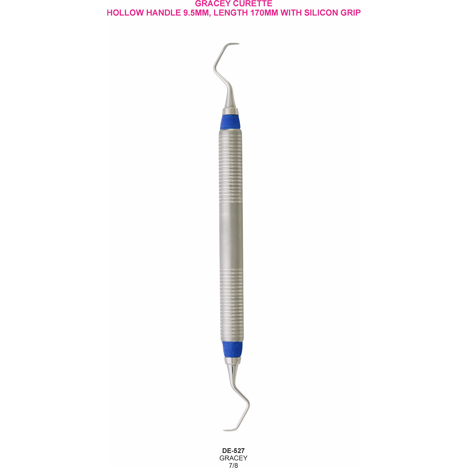 Gracey-curette 7/8, hol handvat 9,5 mm met siliconen grip, 170 mm