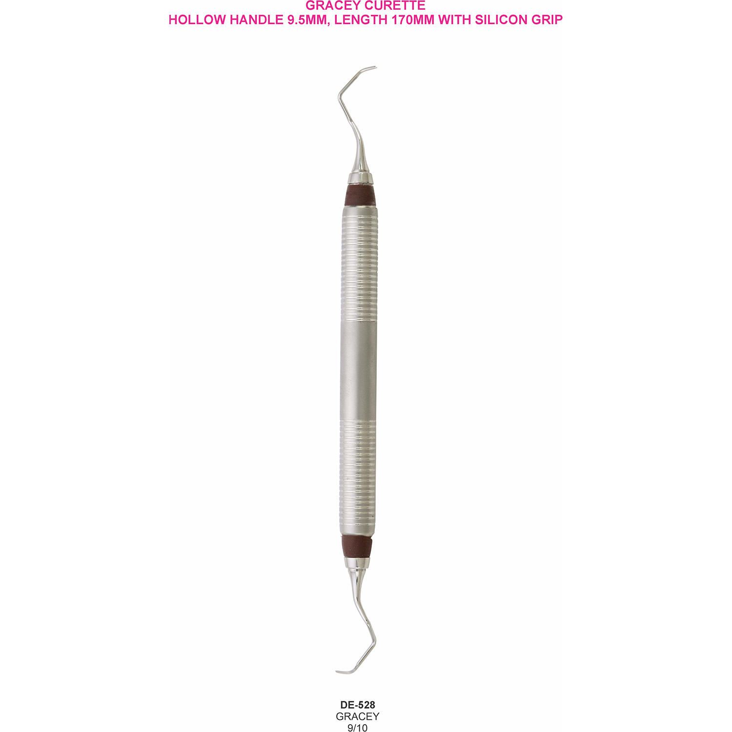 Gracey-curette 9/10, hol handvat 9,5 mm met siliconen grip, 170 mm