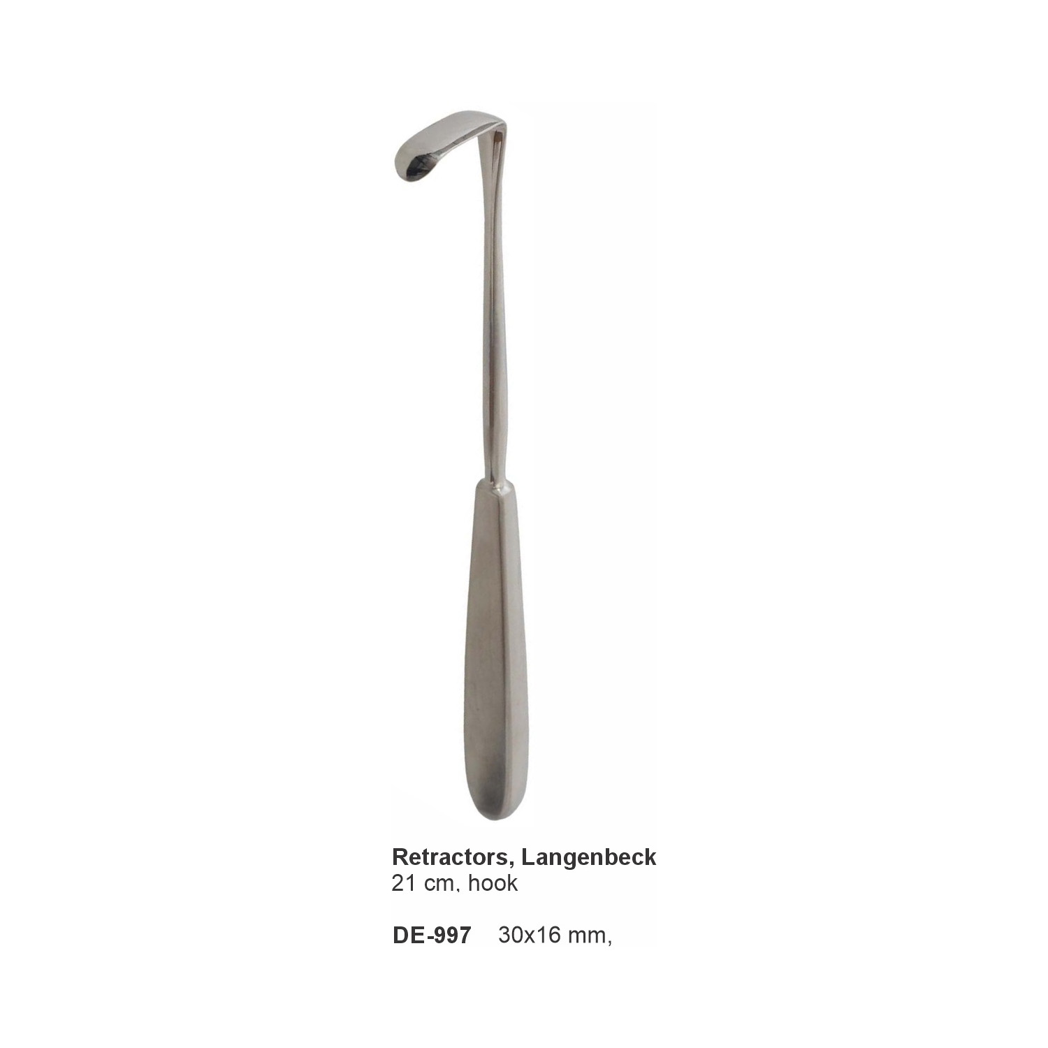 Langenbeck-wondhaak 21 cm, haak 30x16 mm