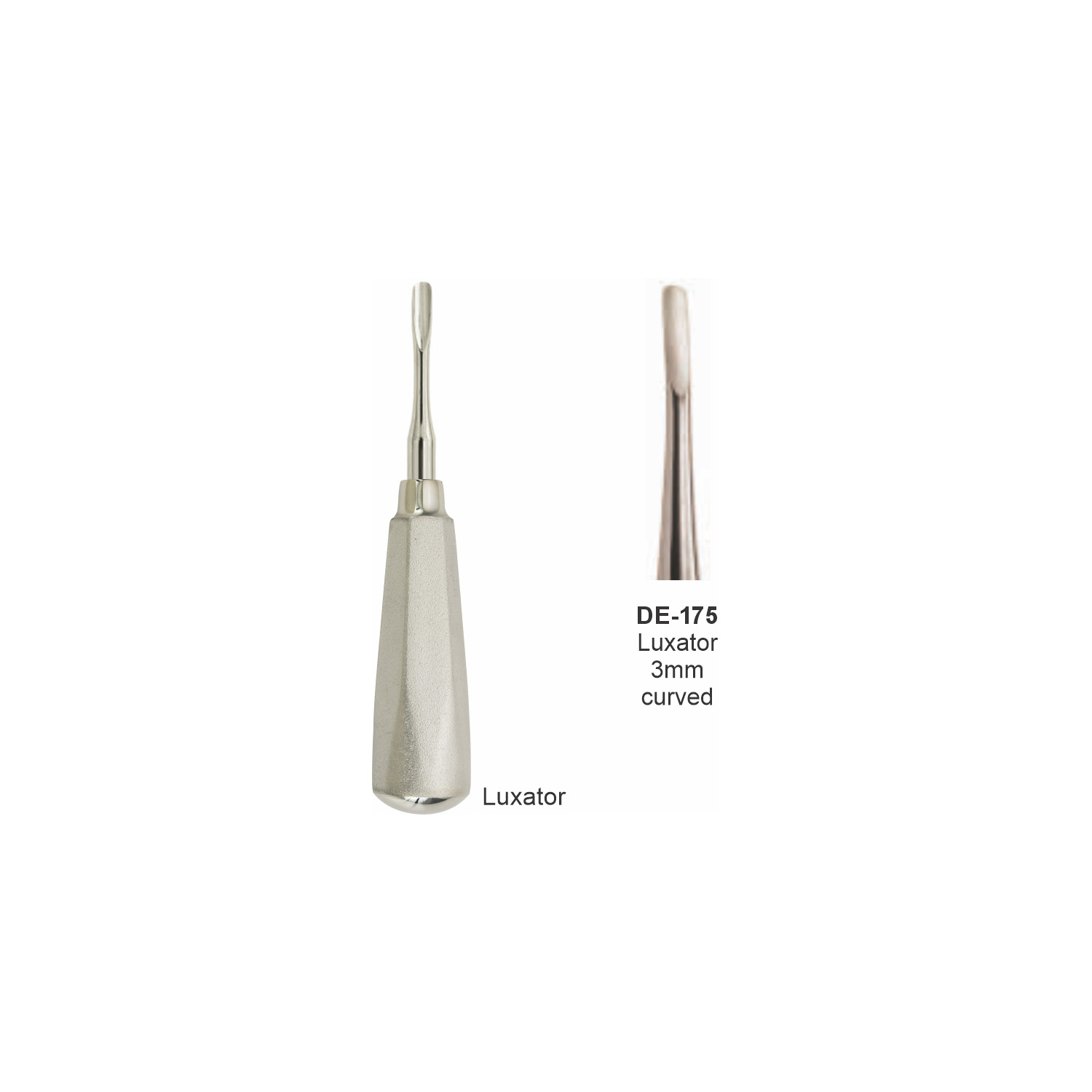 Luxator 3 mm, gebogen, breed handvat