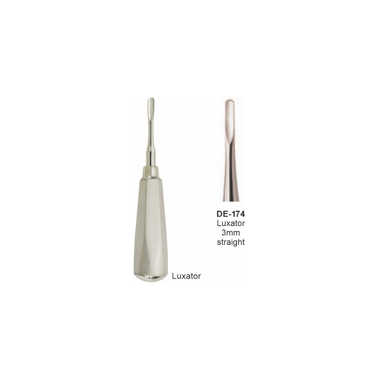 Luxator 3 mm, recht, breed handvat