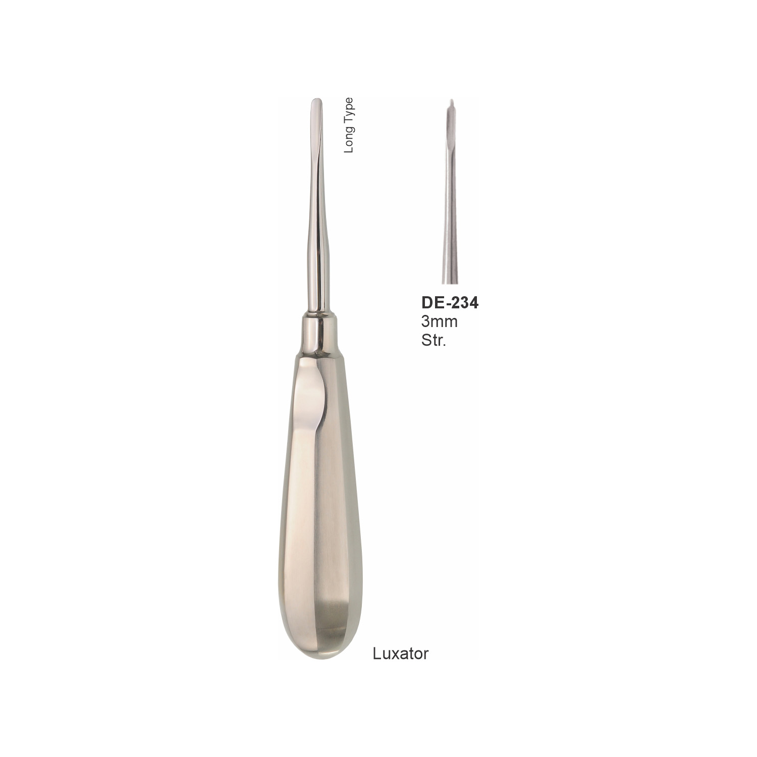 Luxator 3 mm, recht, lang model, variant 2