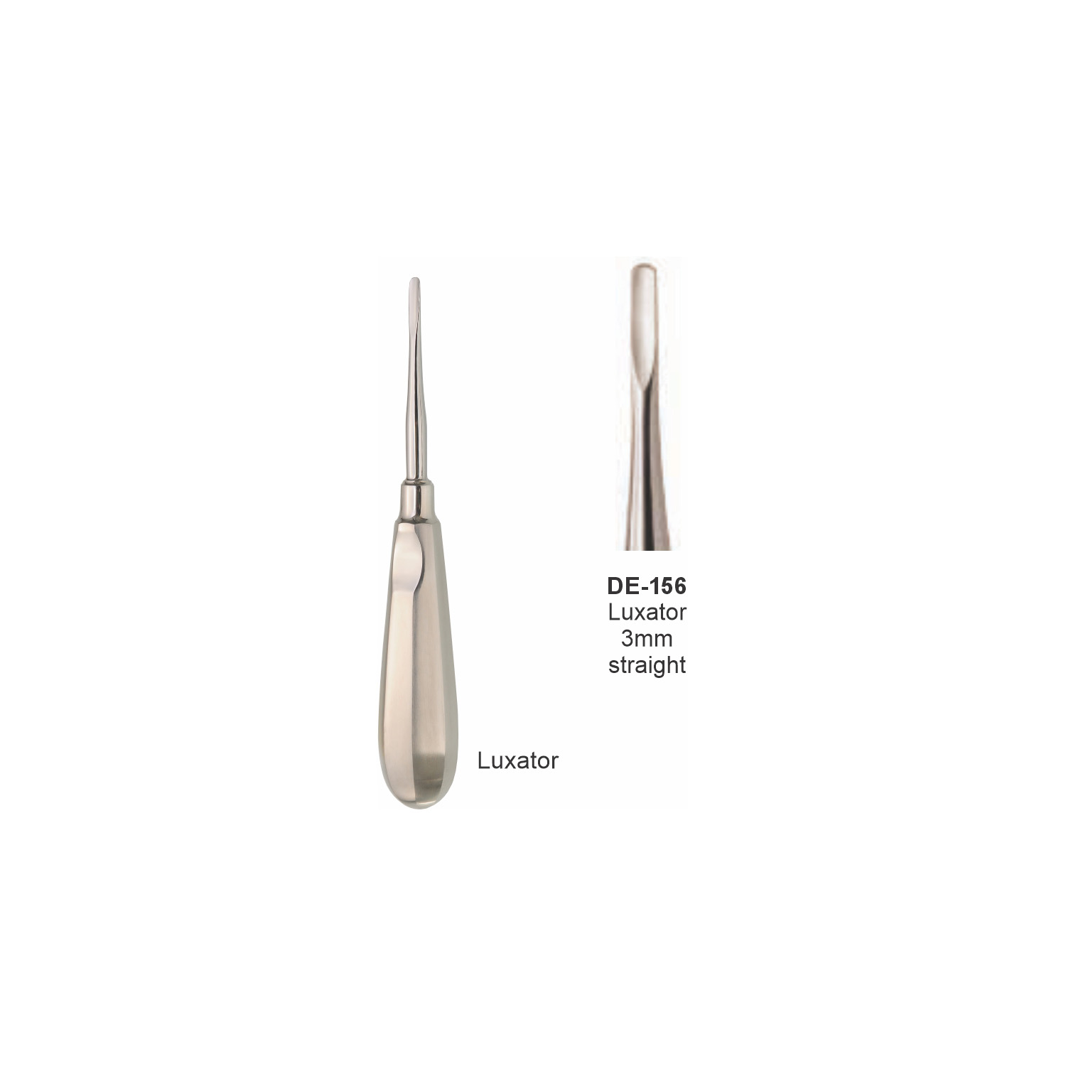 Luxator 3 mm, recht, slank handvat