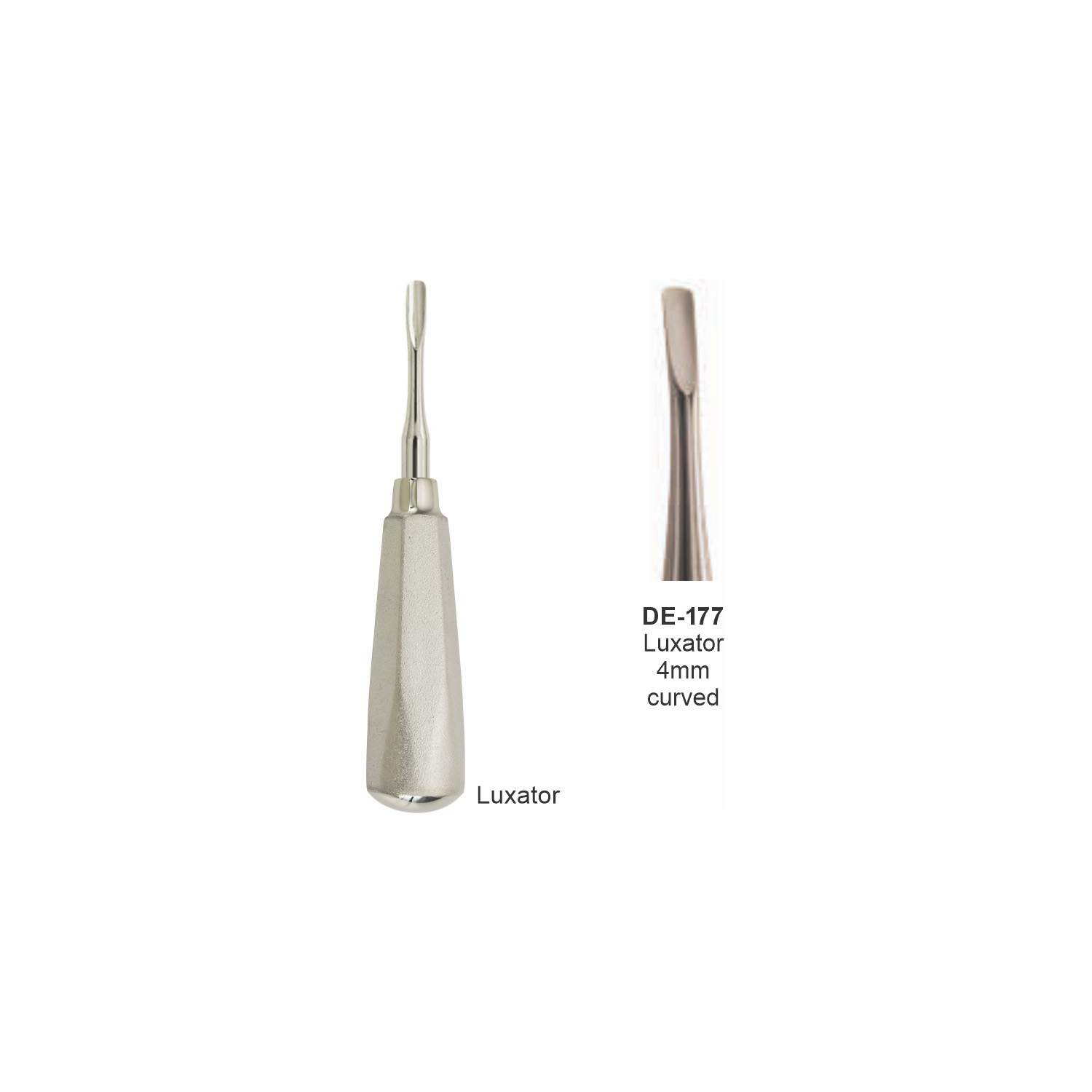 Luxator 4 mm, gebogen, breed handvat