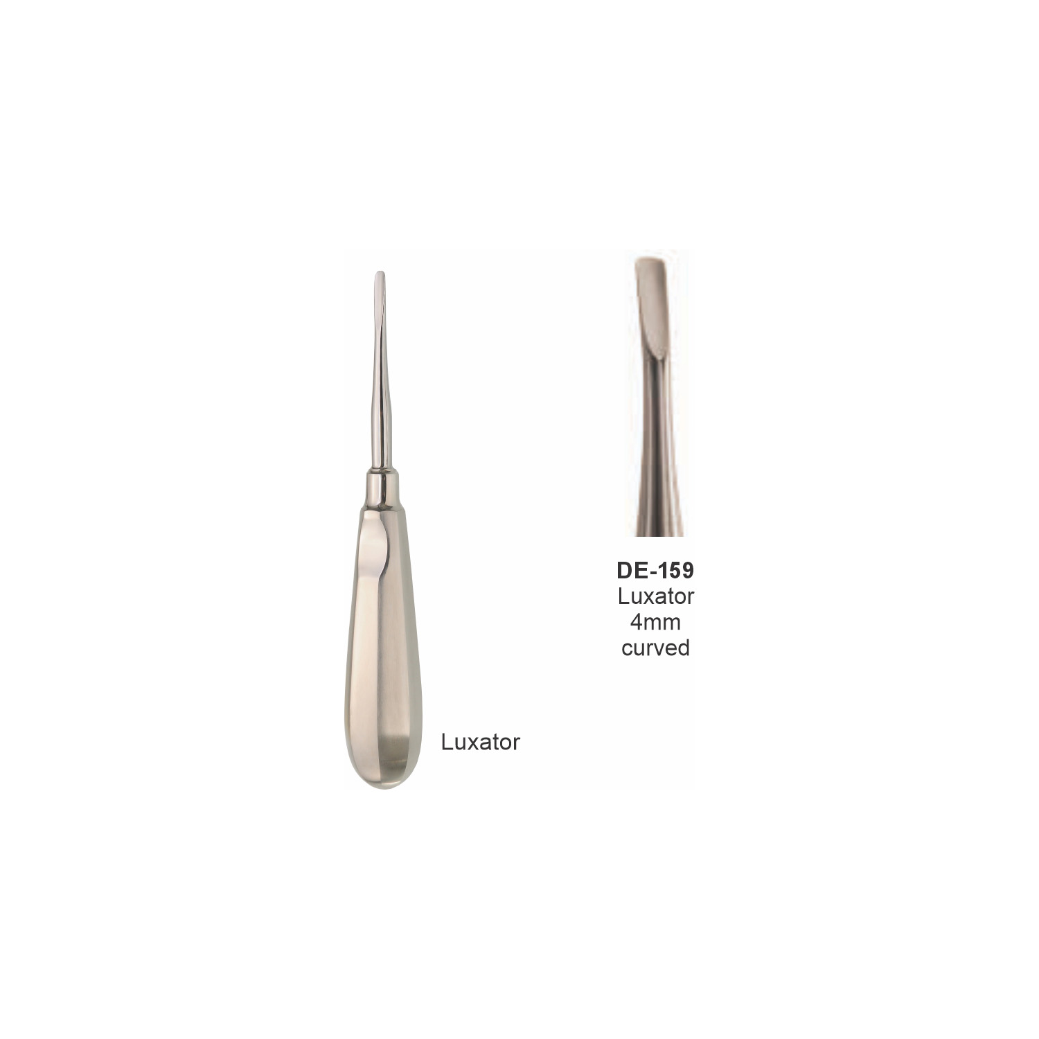 Luxator 4 mm, gebogen, slank handvat
