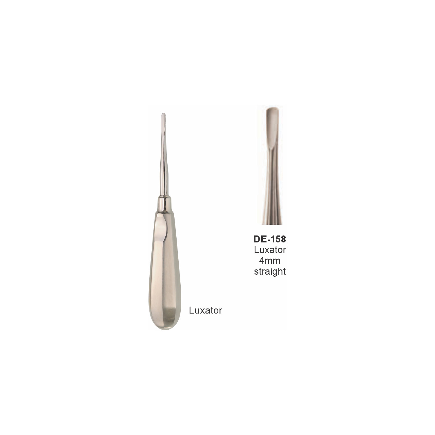 Luxator 4 mm, recht, slank handvat