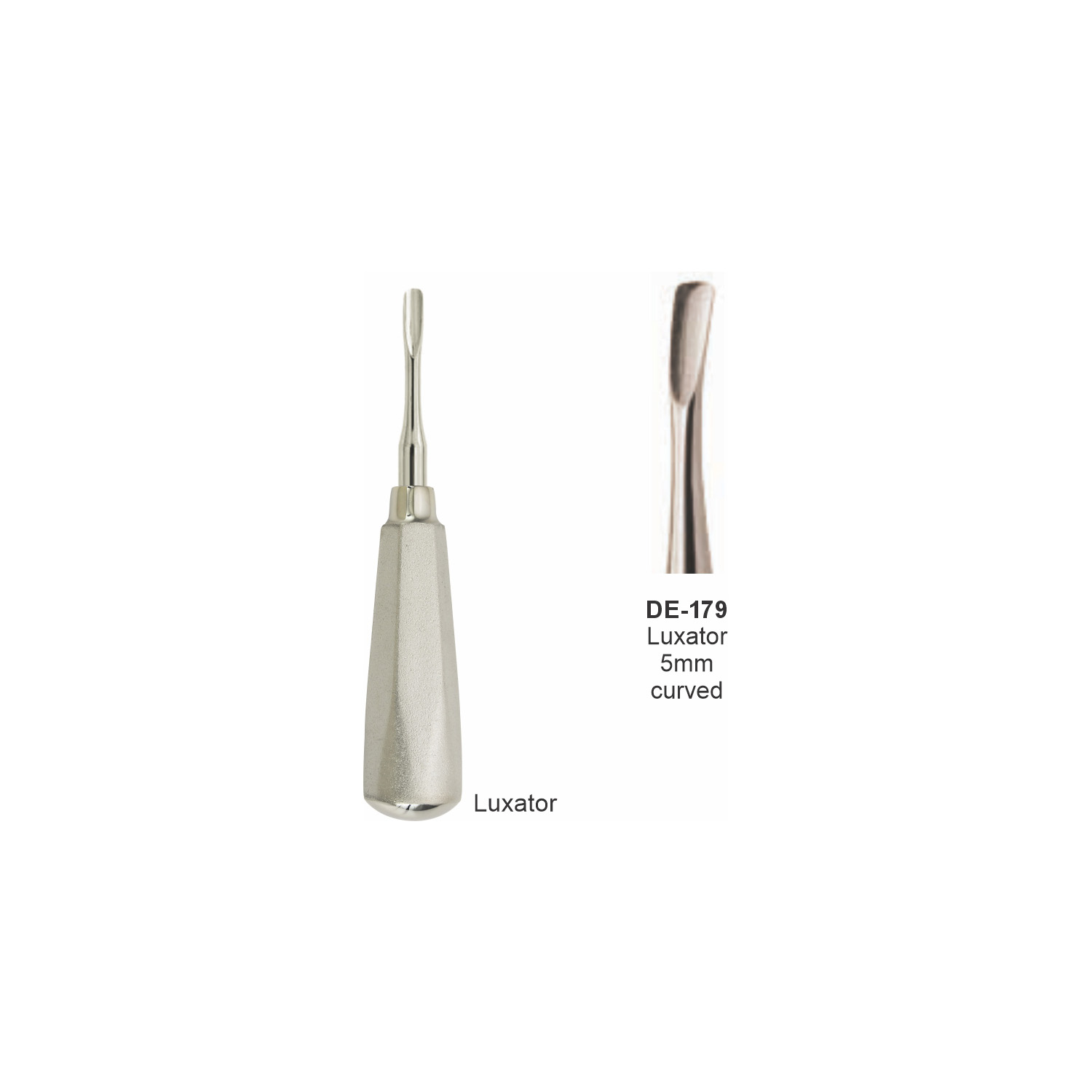 Luxator 5 mm, gebogen, breed handvat