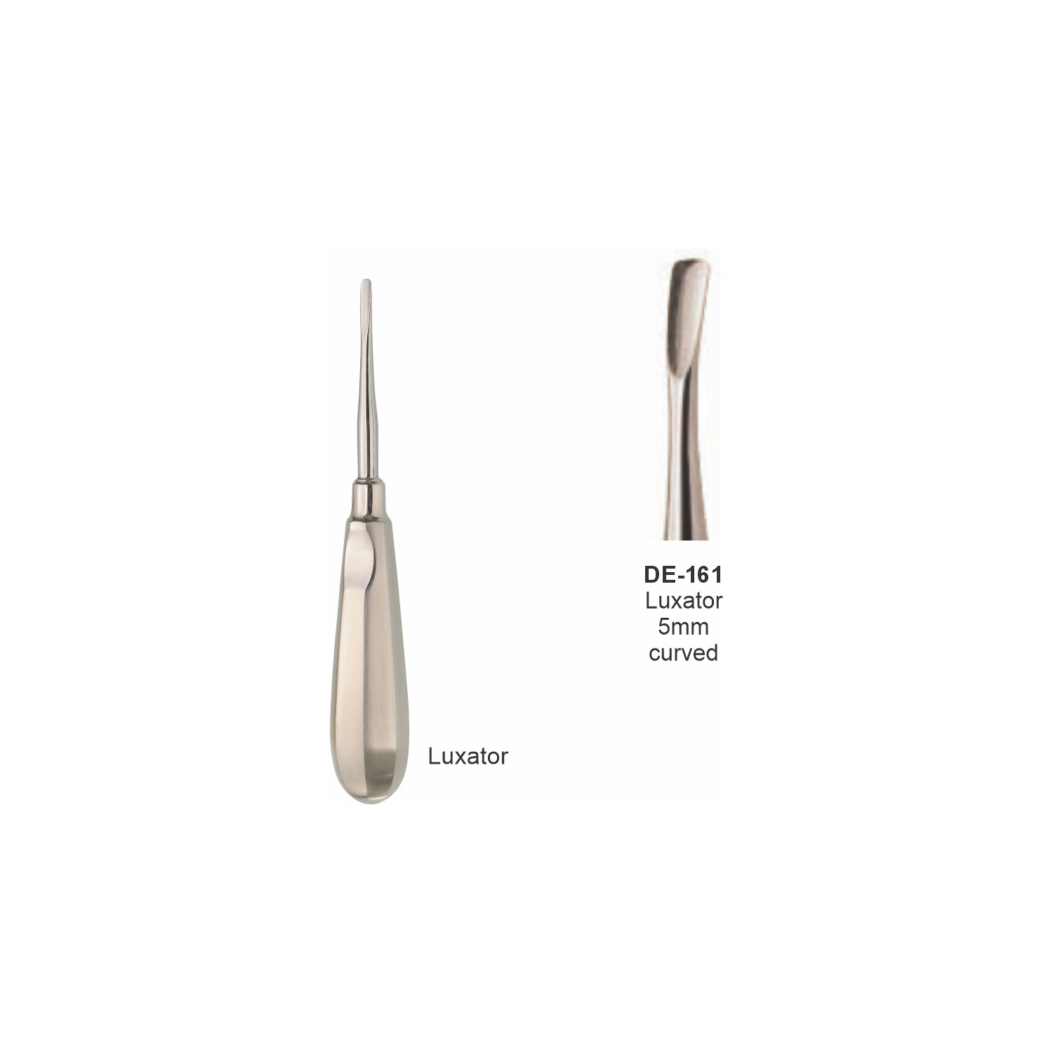 Luxator 5 mm, gebogen, slank handvat