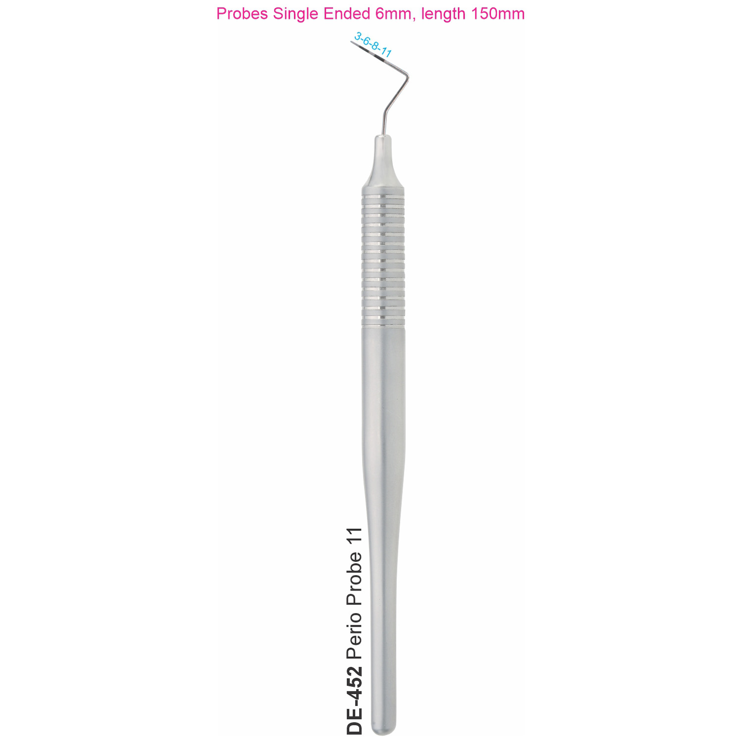 Parodontale sonde nr. 11, hol handvat 6 mm, 150 mm