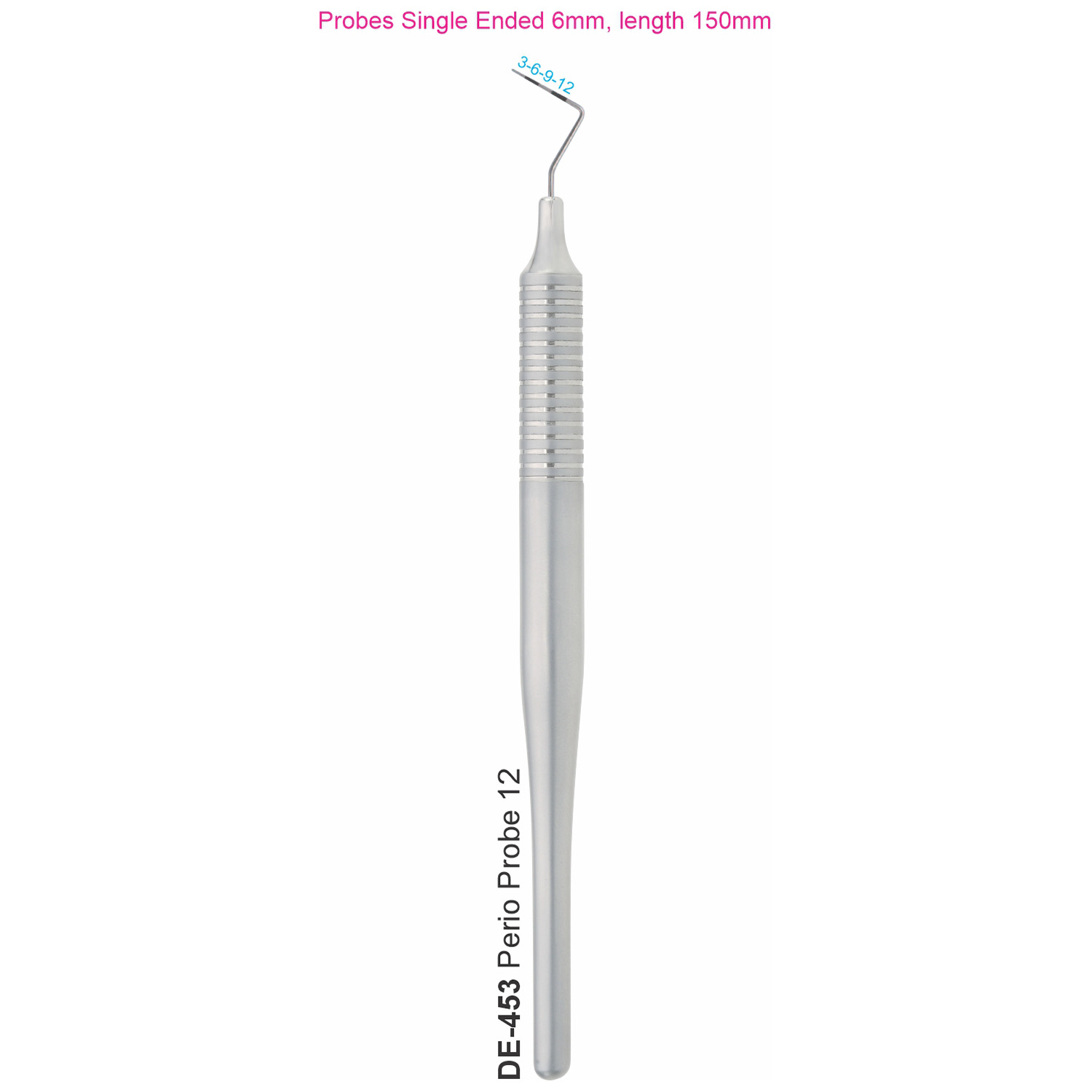 Parodontale sonde nr. 12, hol handvat 6 mm, 150 mm