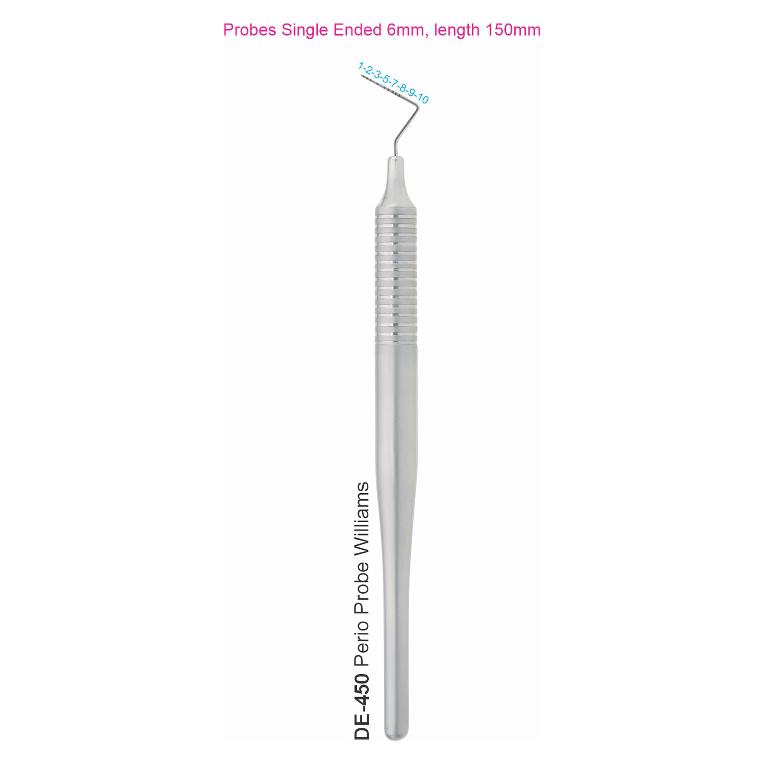 Parodontale sonde Williams, hol handvat 6 mm, 150 mm