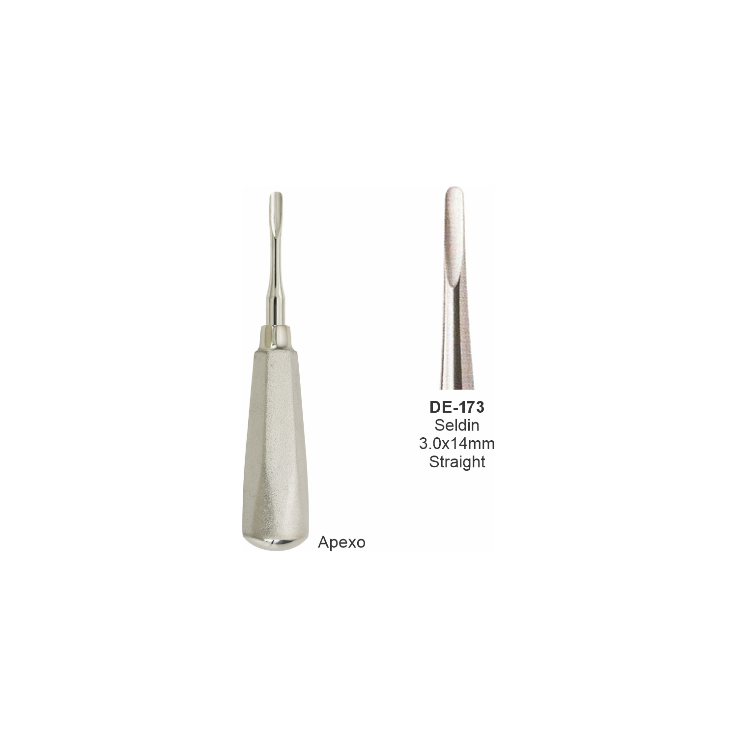 Seldin-wortelheffer 3 x 14 mm, recht, breed handvat