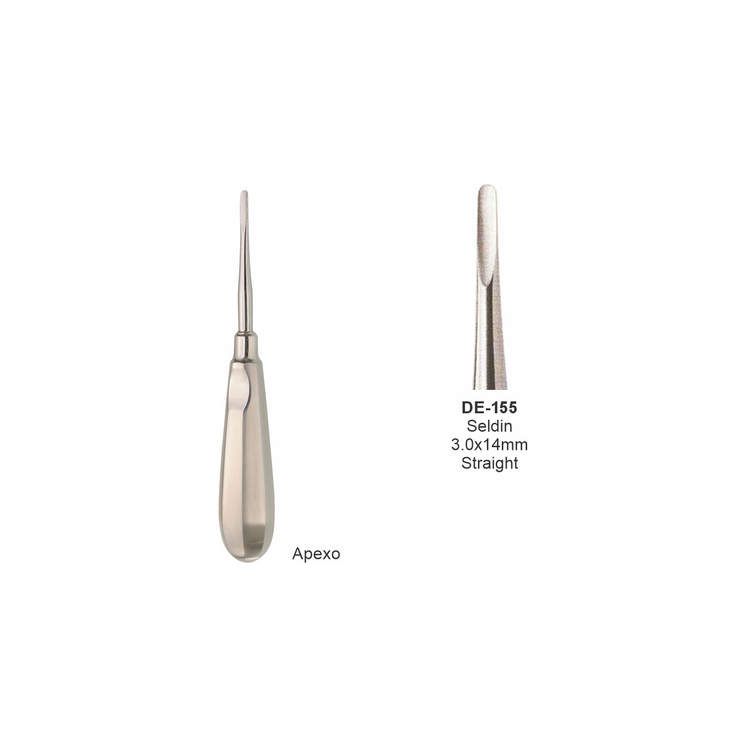 Seldin-wortelheffer 3 x 14 mm, recht, slank handvat