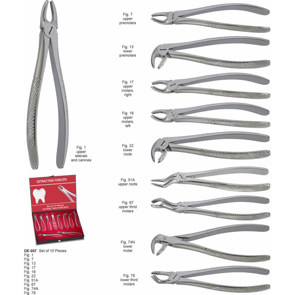 Set van 10 extractietangen (fig. 1, 7, 13, 17, 18, 22, 51A, 67, 74N, 79)