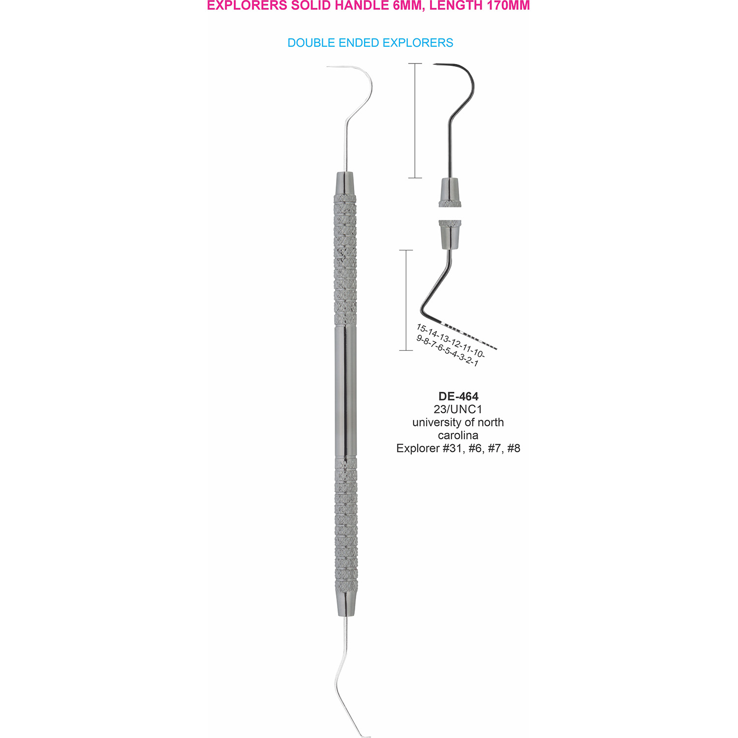 Sonde 23/UNC 1 #31, #6, #7, #8, massief handvat 6 mm, 170 mm