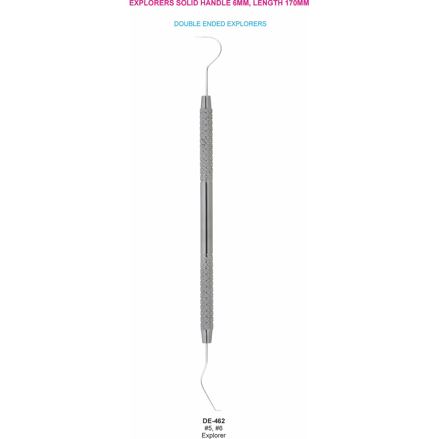 Sonde #5, #6, massief handvat 6 mm, 170 mm