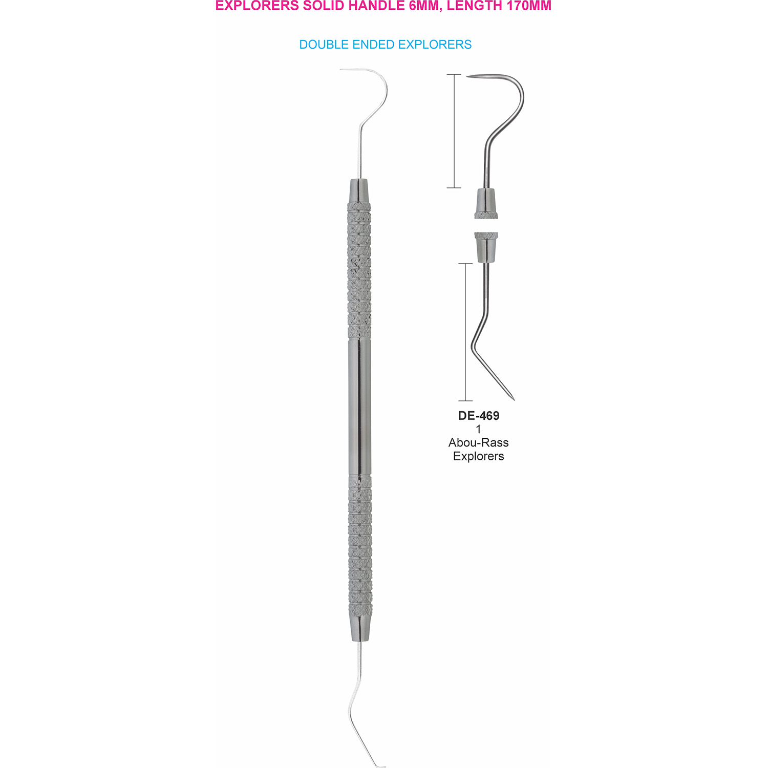 Sonde Abou-Rass 1, massief handvat 6 mm, 170 mm